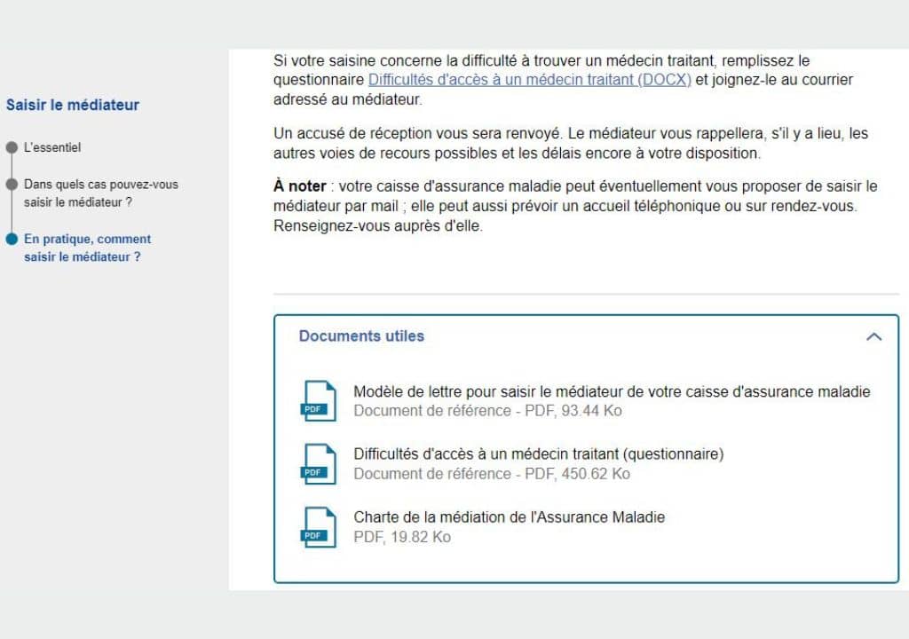 Comment saisir le médiateur depuis le site Ameli