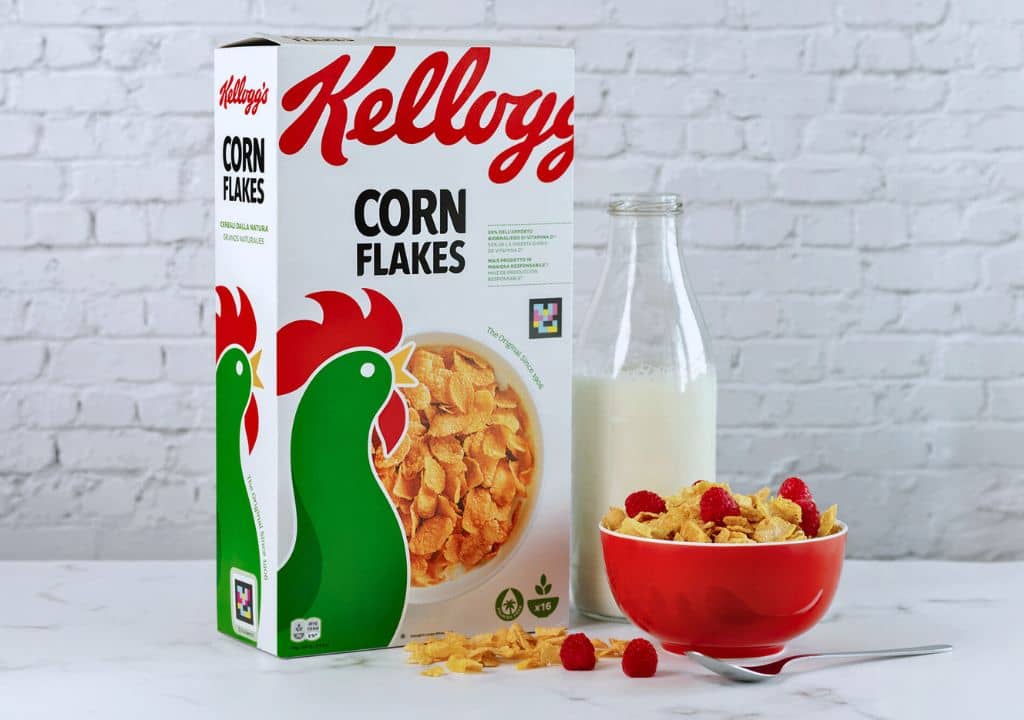 Paquet de cornflakes de la marque Kellogg's